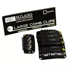 Milano 6 Piece Deluxe Snap Comb Set for Wigs or Hair Extensions in Black