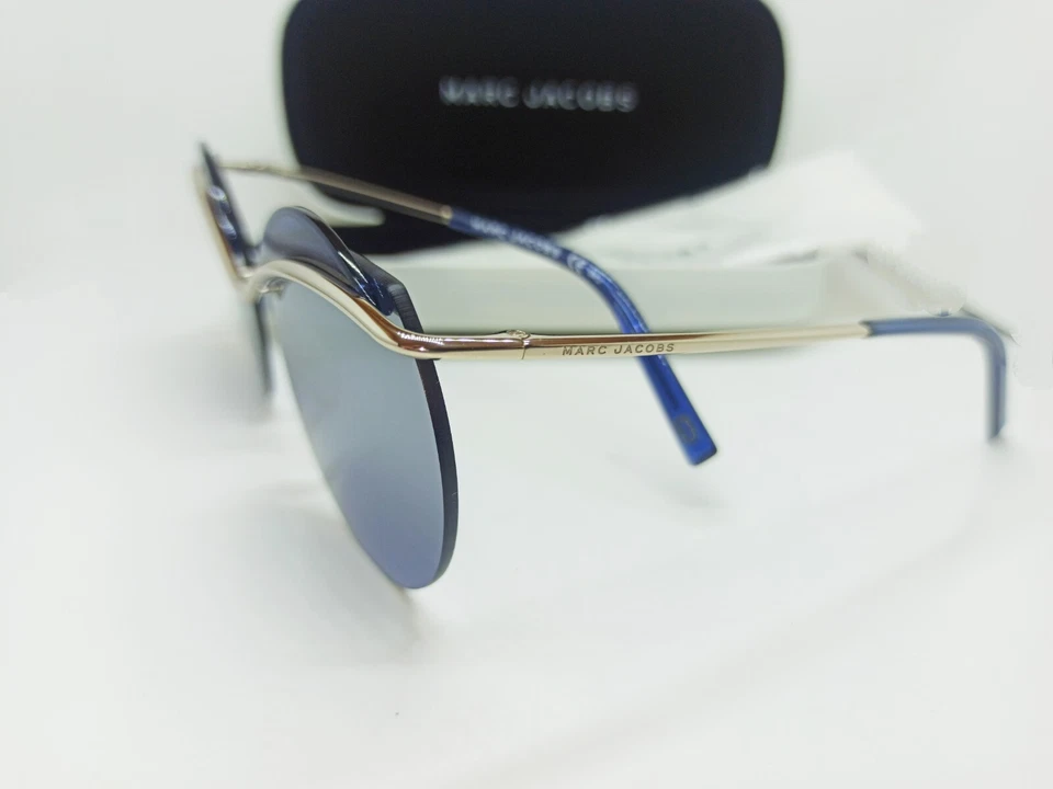NUEVO RARO Auténtico Marc Jacobs MJ102/S 3YG J3 Marco Plateado Sin Montura/Lente Azul Foto 4 de 4