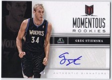 GREG STIEMSMA AUTO. 2012-13 PANINI MOMENTOUS ROOKIES #41 NM-MT Condition