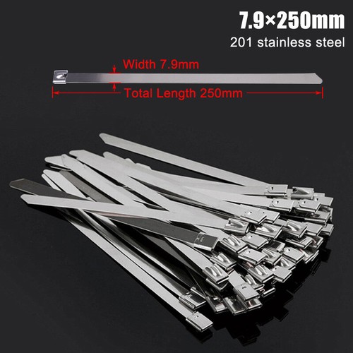 Wire Cable Zip Ties Wraps 304 201 Stainless Steel 4.6-10mm Wide 100-500mm Long - Foto 32 di 36