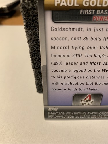 2011 Bowman Bowman's Brightest #BBR4 Paul Goldschmidt - Pre Rookie Prospect - Picture 8 of 10