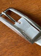 Nine West White Belt 40" Signed Buckle 3/4" Wide
