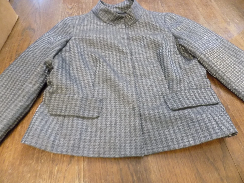 Blazer Coldwater Creek Clásico Espiga Plateado Metálico Cuello Mandarín Talla 14 Foto 3 de 4