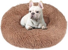 Dog Bed Cat Bed Donut, Faux Fur Pet Bed Comfortable Cuddler Round, Soft 23"