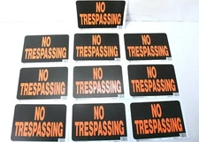 Lot of 10 Hy-Ko White Plastic Waterproof No Trespassing Sign 3014 9" X 12"