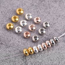 50pcs Rondelle 5mm 6mm Gold/Silver/Rose Gold Brass Metal Loose Spacer Beads