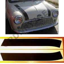 Classic (Rover) MINI bonnet stripes. BLACK/white/silver