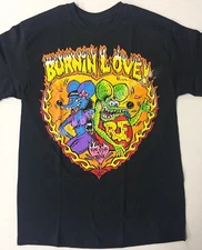 Rat Fink Burnin Love T Shirt Ed Big Daddy Roth Mens Black S-5XL