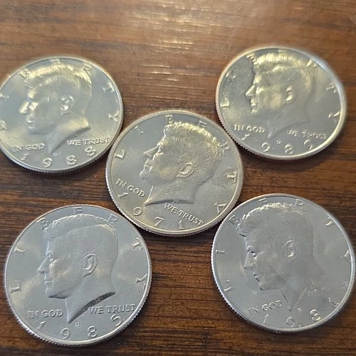 Kennedy Half Dollar 50C Uncirculated 1971 1981 1985 1988 1989 Denver Lot of 5