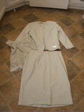 Vintage Women's 3 pc.Skirt Suit green Willow Ridge 18 T102 