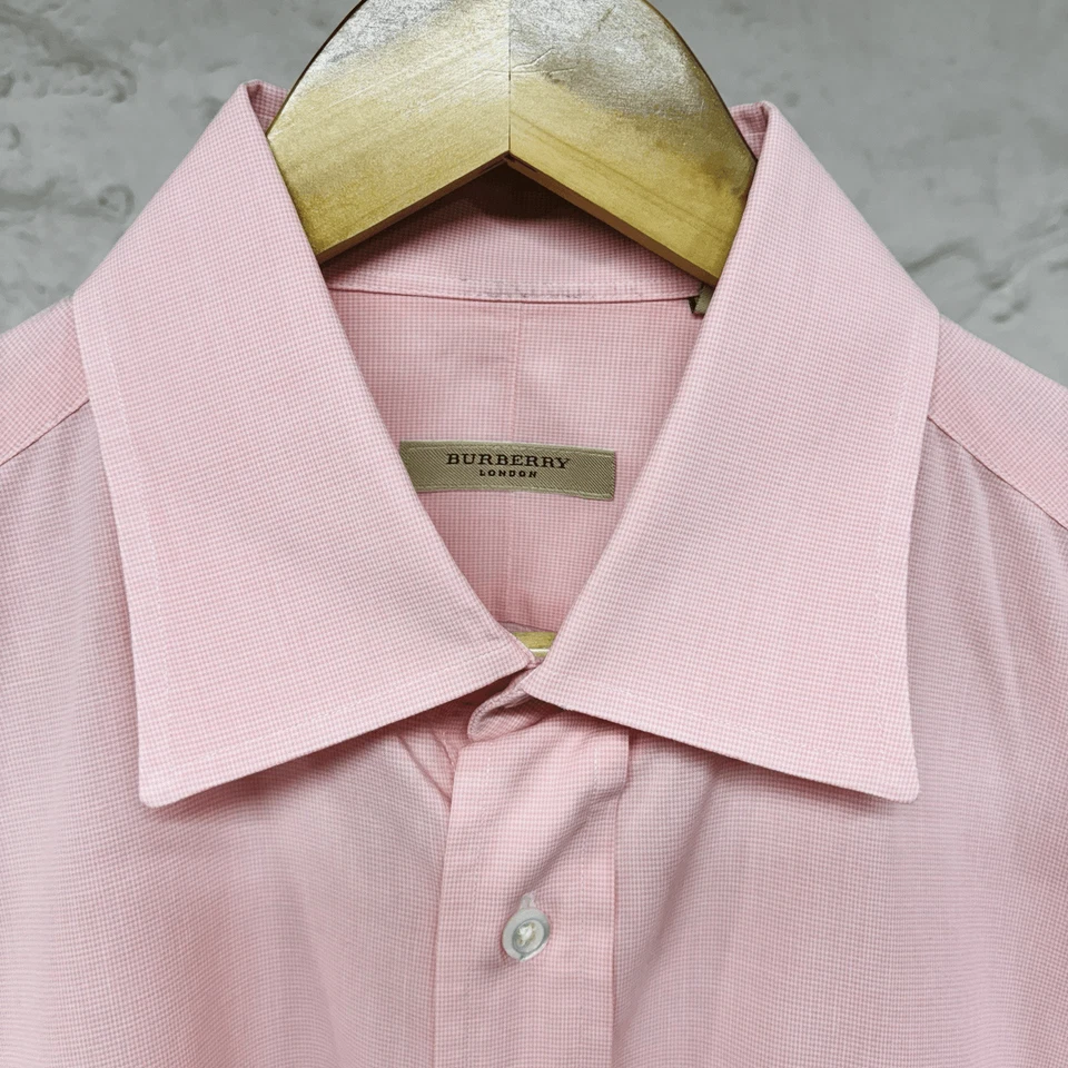 Camisa de vestir Burberry London para hombre talla 16 regular rosa claro puños franceses Foto 2 de 4