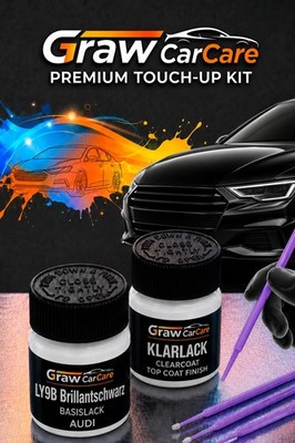 Touch Up / Lackstift Set Audi LY9B Y9B  Brilliant schwarz +Klarlack+ 3 Pinsel