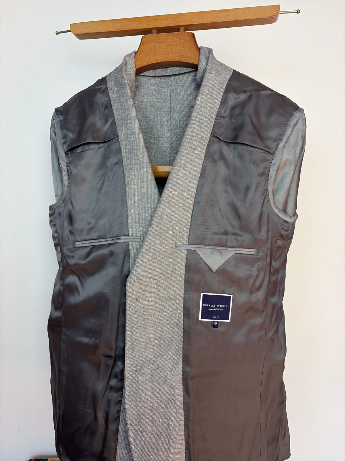 Charles Tyrwhitt (42R) Linen & Cotton Summer Jacket Sport Coat Blazer Slim Fit image 13
