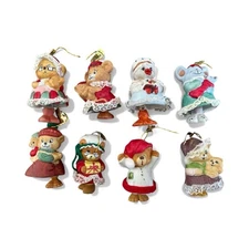 Vintage JASCO Caring Critter Chimer Christmas Ornaments Bisque Porcelain • NEW