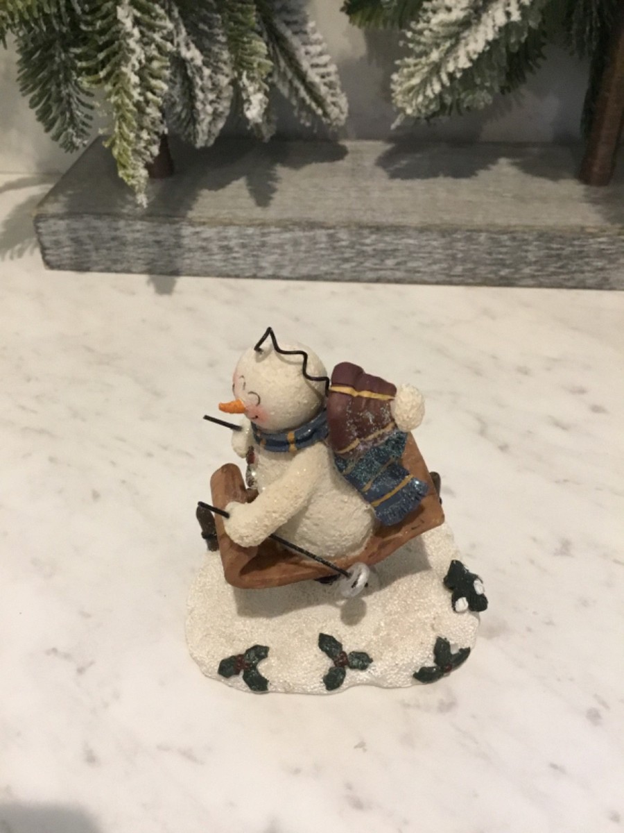 Crazy Mountain Snowman With Sled On Spring Christmas Winter