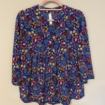 Dear Scarlett Women s Small Lizzy Top 3/4 sleeve tunic Boho Floral NWOT