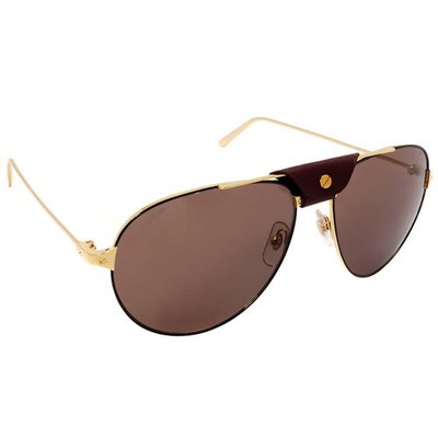 Cartier Santos de Cartier Burgundy Pilot Men's Sunglasses CT0038S 011 61