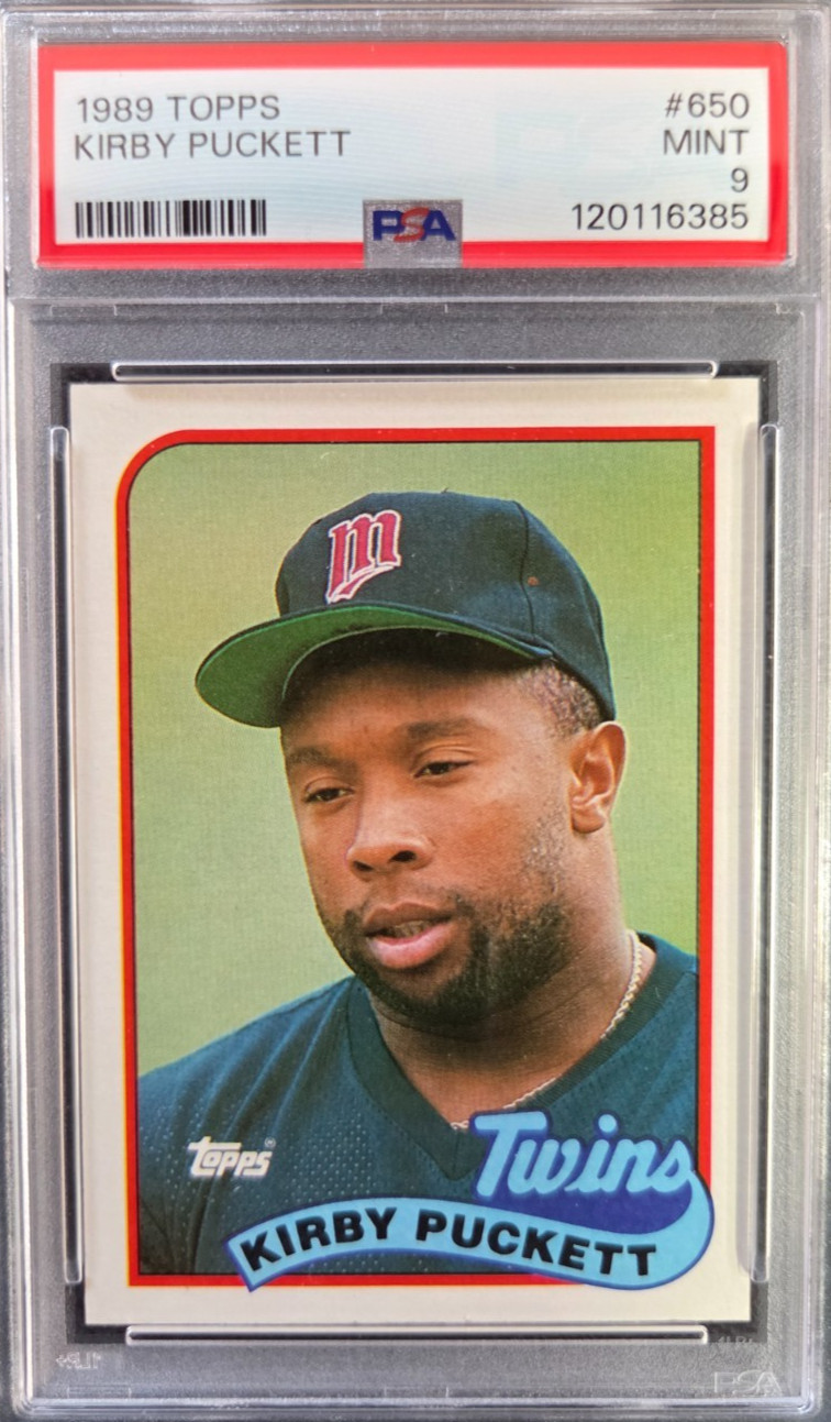 1989 TOPPS #650 KIRBY PUCKETT TWINS HOF PSA MINT 9! EXCELLENT CENTERING & COLOR!