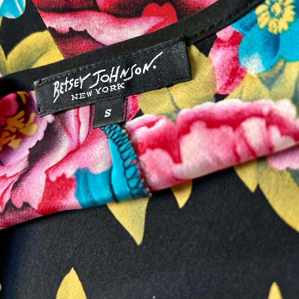 Vestido Vintage Años 90 Betsey Johnson Seda Floral Multicolor, S Foto 2 de 4
