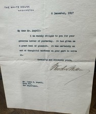 1917 Woodrow Wilson Signed White House Letter – WWI Era Presidential Autograph