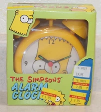1997 Wesco New NIB NOS Bart Simpson Twin Bell Alarm Clock Yellow