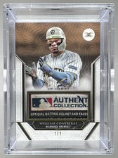 William Contreras 2025 Topps Definitive Collection #DHC-WC Gold Helmet Patch 1/1