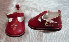 Red Sunburst Cutout Mary Jane Buckled Shoe for 18  15 inch Doll