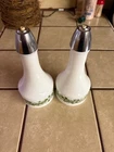 Vintage GEMCO Spring Blossom OIL & VINEGAR Milk Glass Crazy Daisy Chrome - MINT