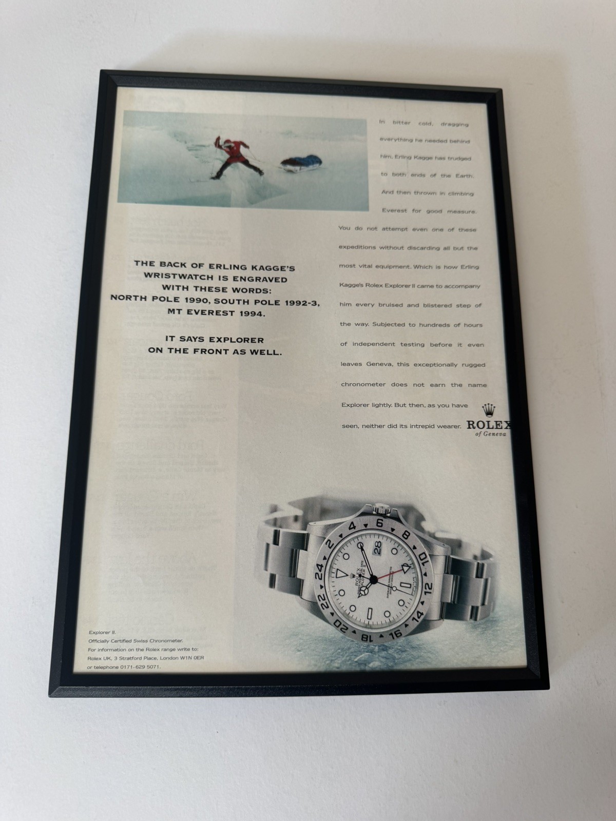Poster pubblicitario Rolex Erling Kagge incorniciato