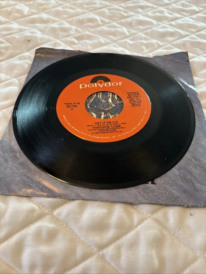 Kingdom Come Get It On & 17 7" Single 45 RPM Vinyl 1988 Polydor Record 887-436-7 - Imagem 3 de 4