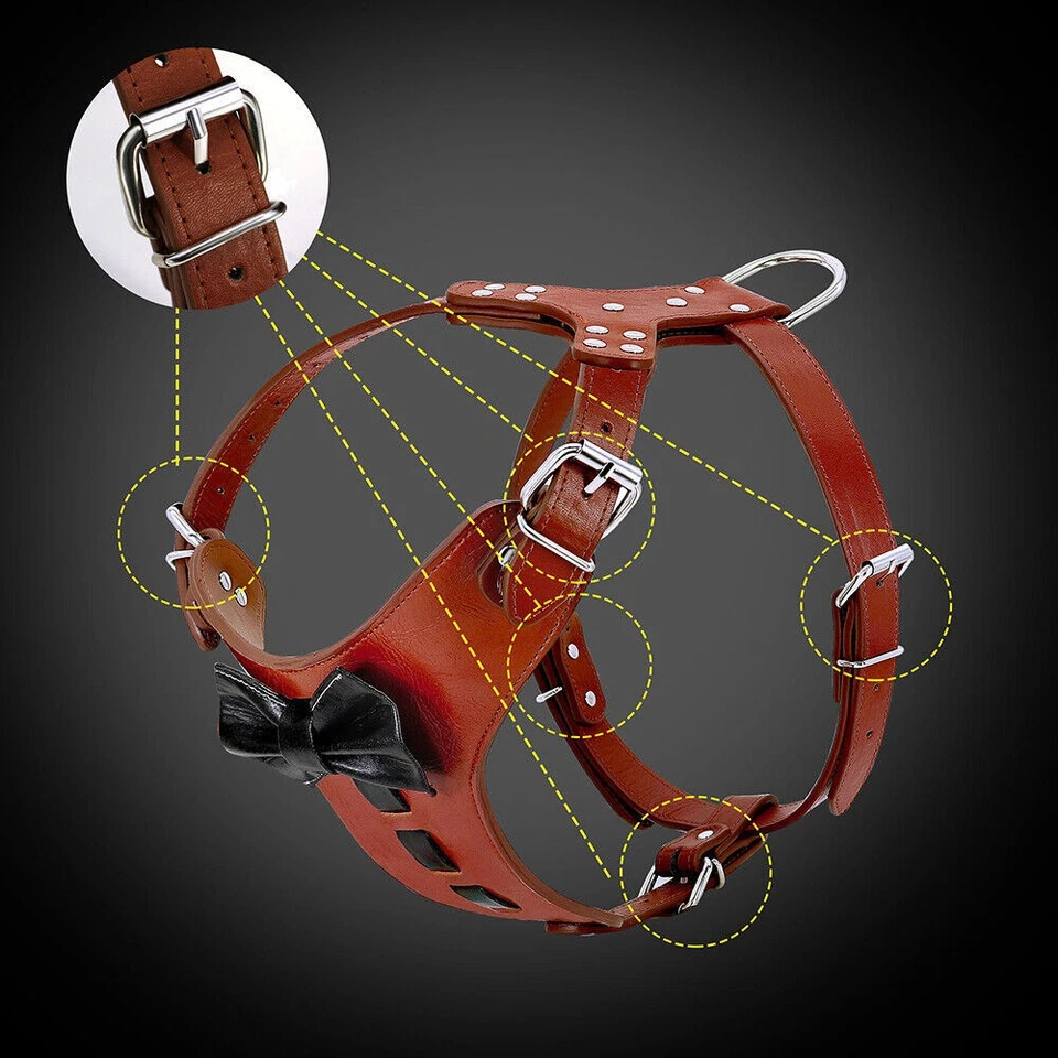 Leather Dog Harness Heavy Duty Pet Work Vest for Medium Large Dogs Pitbull Boxer - Image 4 of 4