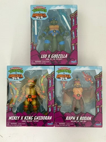 Teenage Mutant Mutant Ninja Turtles TMNT x Godzilla Leo/Raph/Mikey   SET OF 3!