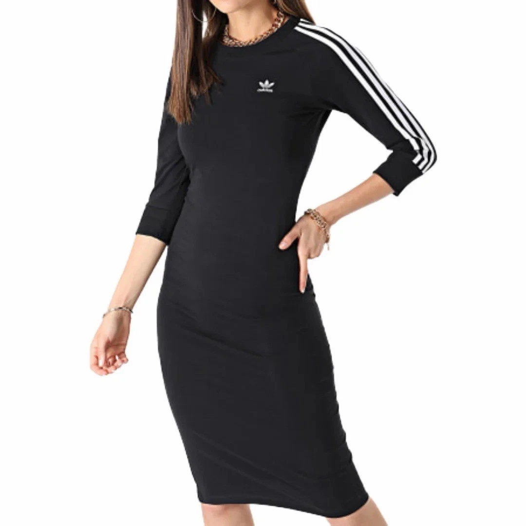 slim fit dress slacks adidas Adicolor Classics 3-Stripes Maxi Dress main image 1