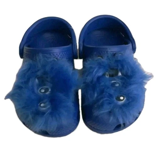 CROCS Shoes Toddler Sz C8 Blue Furry Monster Slip On Clogs NWT *Runs Small*     