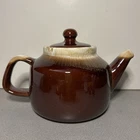Brown and White Drip Glaze McCoy Pottery Ceramic Teapot 163 Made in USA