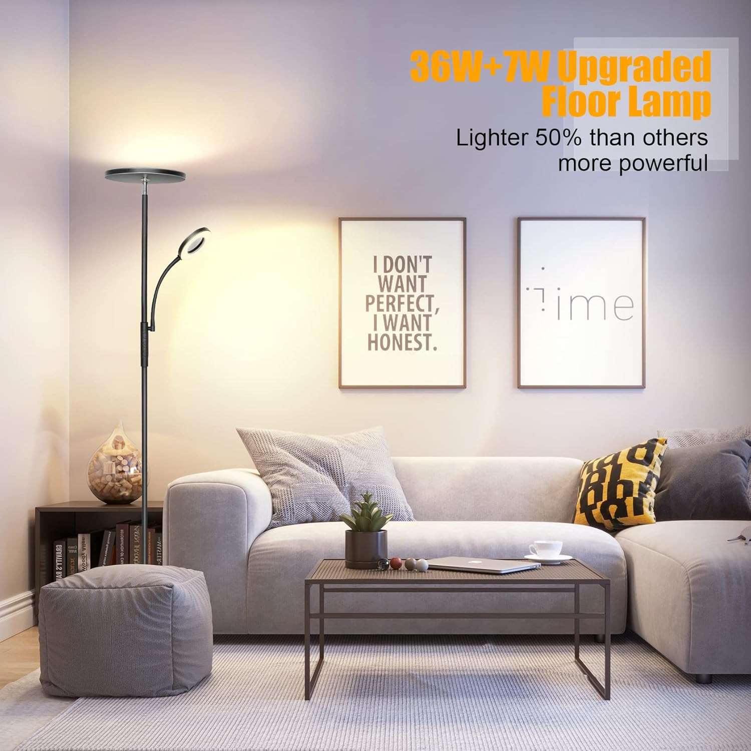 Piantana LED Salotto 42W Dimmerabile: Illuminazione Design con Lettura - 3