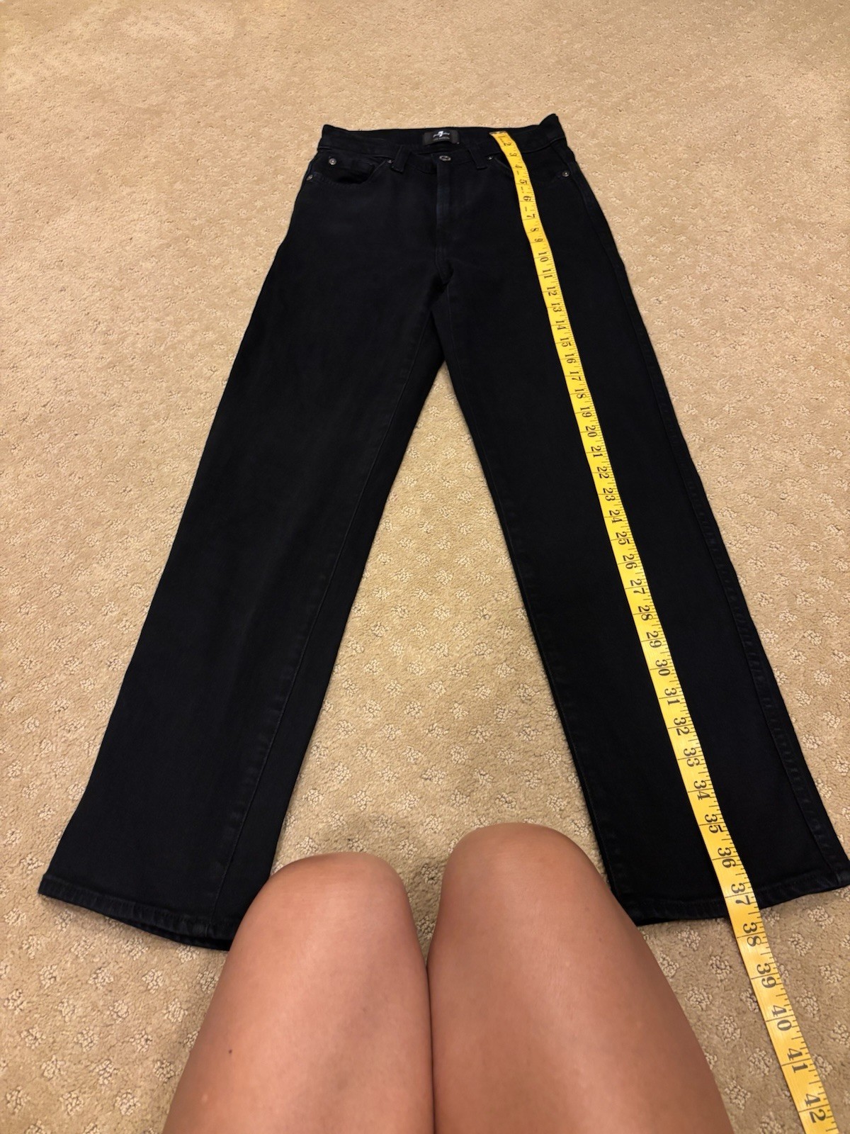 7 For All Mankind Womens High Waist Ankle Skinny Jeans Size 24 Black Classic