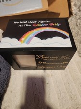 Rainbow Bridge Pet Memorial Urn Box Wooden Cremation Keepsake with Photo Frame -