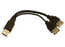 6inch USB 2.0 Male to Dual Female 1 Power 1 Data/Powr Y-Cable