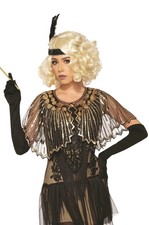 20's Sequin Shawl Black