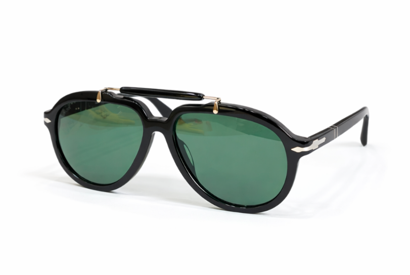 Persol Senna Sunglasses PO0202S Black/Green 57-13-140mm With Case