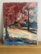 Important Artist Morris Katz Original LandscapePainting House in the forest16x20