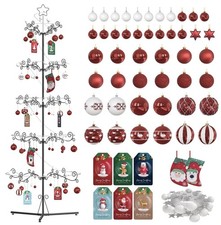 6.2 Ft Christmas Ornament Display Stand Tree, Metal Christmas Tree with 54 Ba...