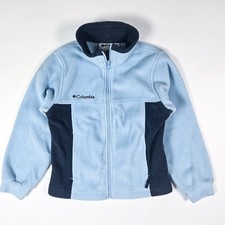Columbia Jacket Girls Boys 7/8 Blue Fleece Full Zip Sweater Coat Kids Outdoors