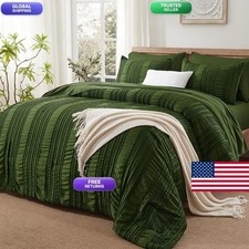 DHSFKBE Dark Green Tufted Textured Comforter Set Queen Size 7 Piece