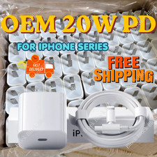 20W Fast Charger For iPhone 17 16 15 14 13 12 11 XR 8 USB-C Adapter PD Cable Lot