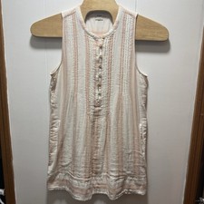 Faherty Dress Womens Large Stripe Pintuck Sleeveless Pockets Organic Cotton