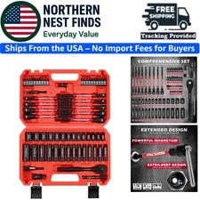 63-Piece Chrome Vanadium Socket Set with Magnetic Nut Drivers & Ratchet