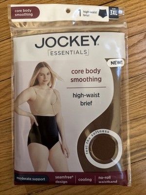 Jockey  Essentials Women's Core Body Smoothing High-Waist Brief, Size 3XL Coffee