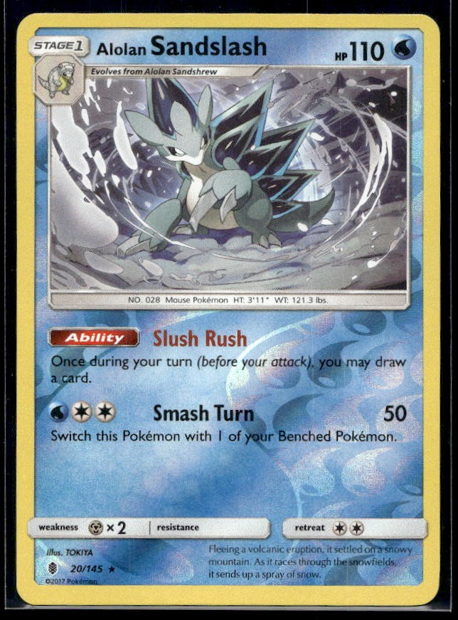 Alolan Sandslash Pokemon SM - Guardians Rising 20/145 Reverse Holo LP
